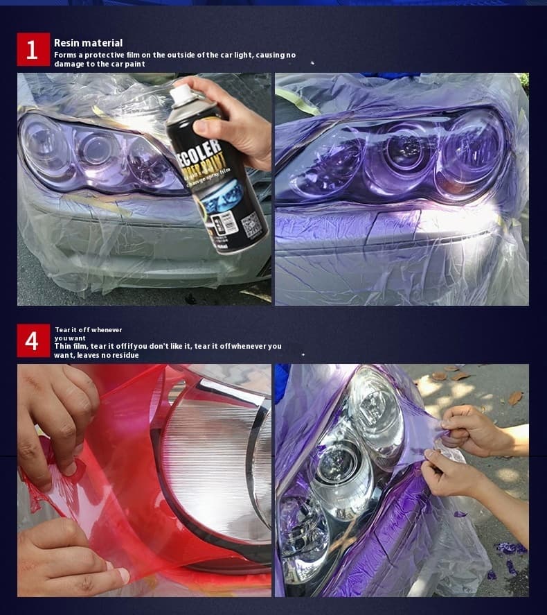 Car Headlight & Tail Light Tint Spray Film - Removable Peelable Spray Membrane for Headlights/Tail Lights Custom Color Change, Blue/Purple/Matte Black/Colorful X20, High Transmittance & Sand Texture, DIY Car Lighting Modification Accessory