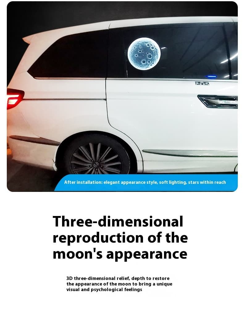 3D Moon Decorative Lamp - Car Installation with 3D Moon Reproduction & Soft Lighting