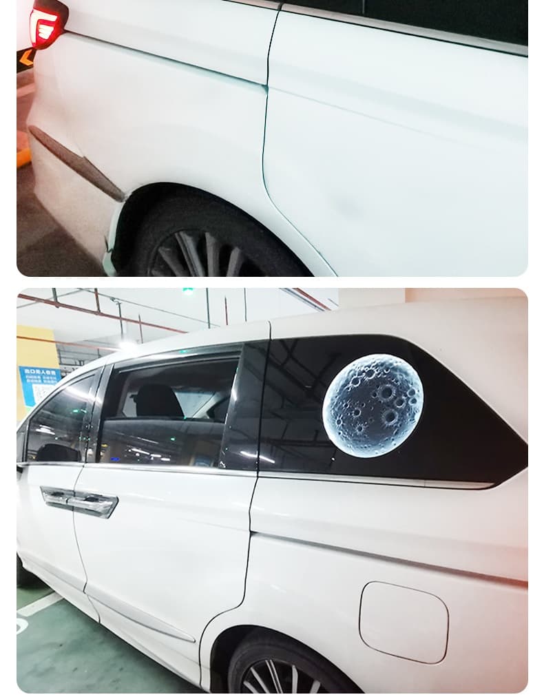 3D Moon Decorative Lamp - Car Side Installation Effect (Daytime Scene)