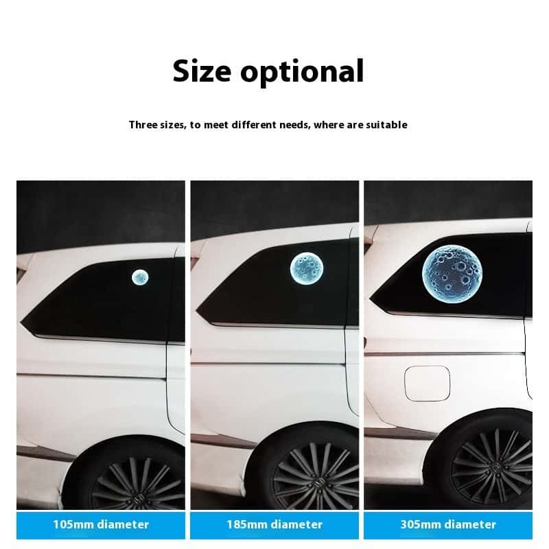 3D Moon Decorative Lamp - Car Installation with Three Size Choices (105mm, 185mm, 305mm)