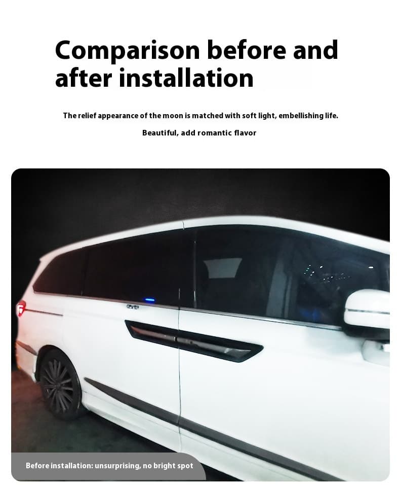 3D Moon Decorative Lamp - Before Installation (Car Side Window Without Decor)