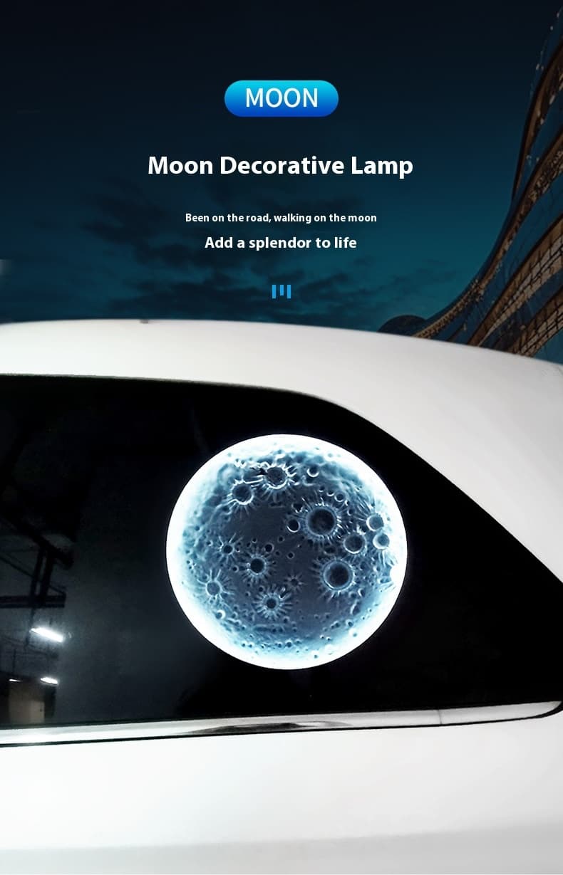 3D Moon Decorative Lamp - Car Installation with Illuminated Effect