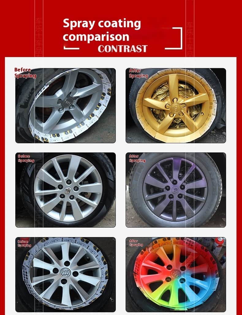 Car Wheel Hub & Full Body Tire Peelable Spray Paint - Removable Hand Spray Film for Rim Color Change to Glossy Black & More, Peel - Off Anytime Paint Spray Membrane, DIY Car Wheel/Tire/Body Customization Accessory