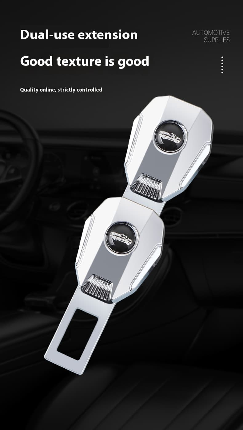Silver dual - use car seat belt extenders, presented as premium automotive supplies. These extenders boast excellent texture and strict quality control, designed to enhance seat belt convenience and safety for a better driving experience.