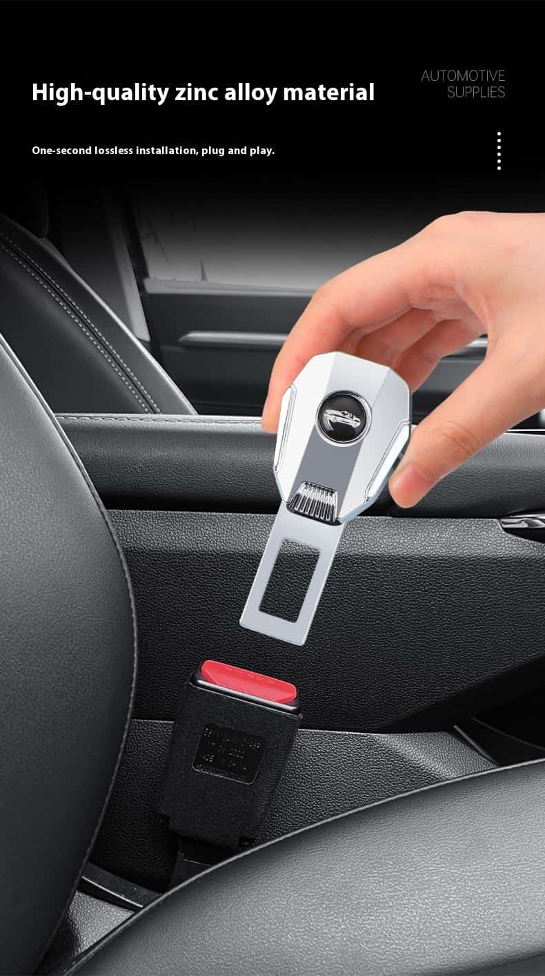 Silver zinc alloy car seat belt extender, made of high - quality zinc alloy material. It enables one - second lossless installation, being plug - and - play for convenient use, and is designed to enhance seat belt convenience in vehicles.