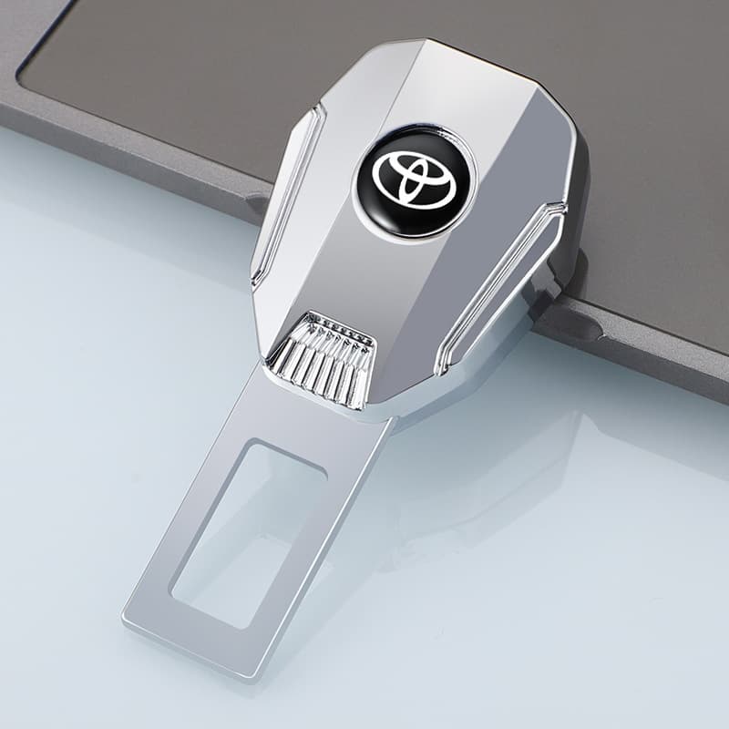 Toyota car seat belt extender, featuring a silver seat belt extender with Toyota logo, ideal for Toyota car safety accessories and seat belt adjustment, high - quality auto safety product for Toyota vehicles.