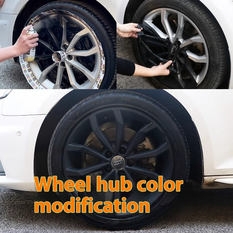 Car Wheel Hub & Full Body Tire Peelable Spray Paint - Removable Hand Spray Film for Rim Color Change to Glossy Black & More, Peel - Off Anytime Paint Spray Membrane, DIY Car Wheel/Tire/Body Customization Accessory