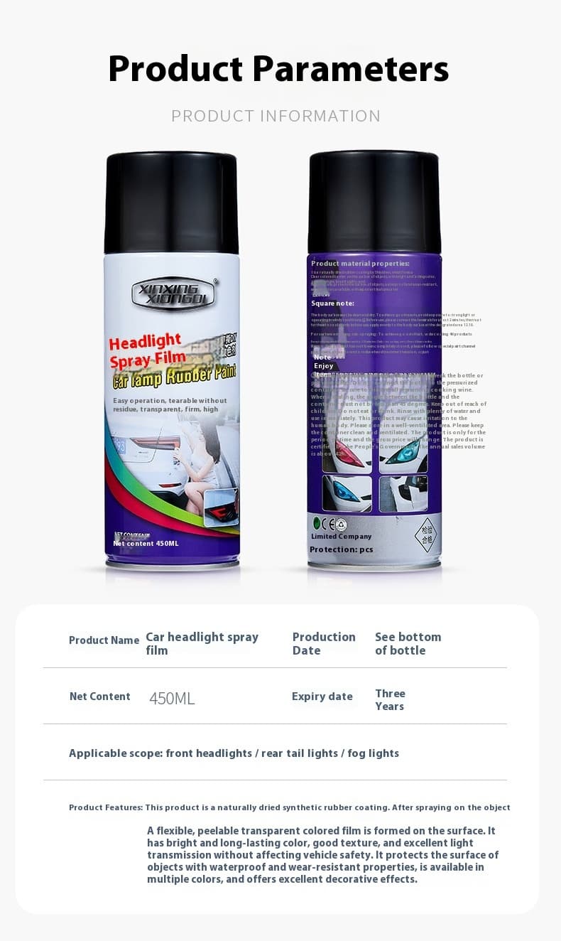 Car Headlight & Tail Light Tint Spray Film - Removable Peelable Spray Membrane for Headlights/Tail Lights Custom Color Change, Blue/Purple/Matte Black/Colorful X20, High Transmittance & Sand Texture, DIY Car Lighting Modification Accessory