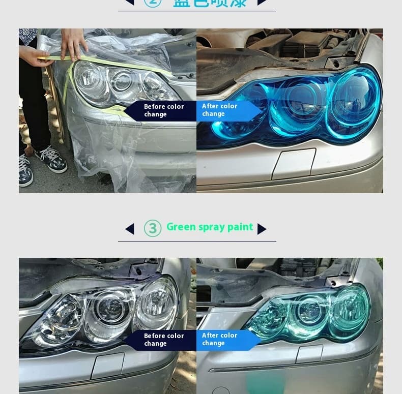 Car Headlight & Tail Light Tint Spray Film - Removable Peelable Spray Membrane for Headlights/Tail Lights Custom Color Change, Blue/Purple/Matte Black/Colorful X20, High Transmittance & Sand Texture, DIY Car Lighting Modification Accessory