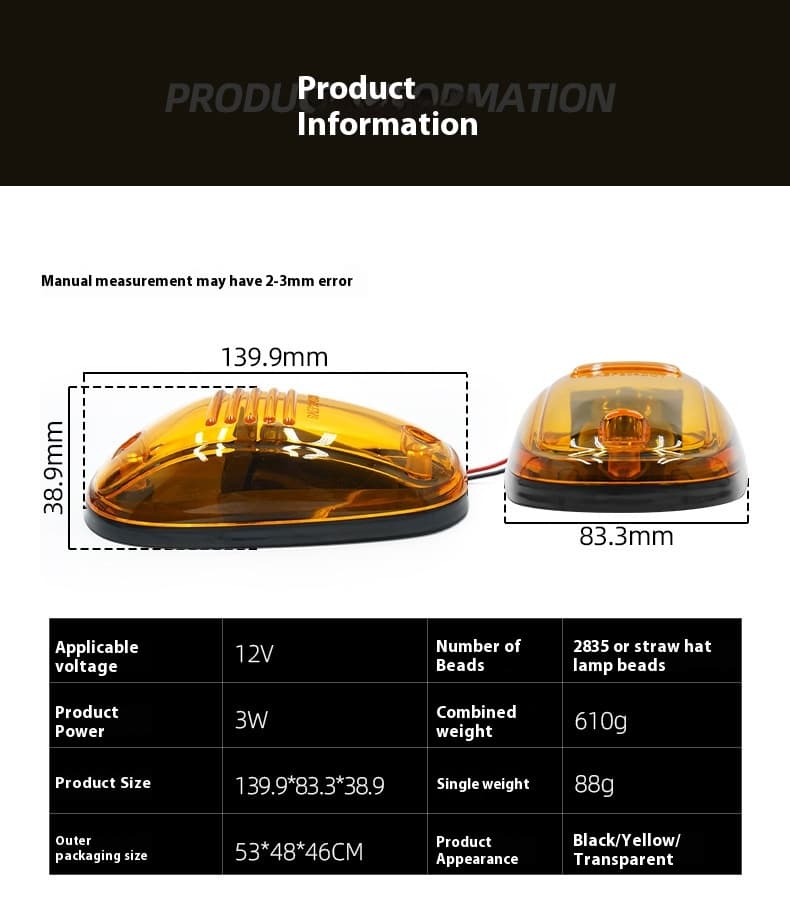 LED Roof Marker Lights for Ford F150 Raptor, Dodge Ram & Pickup Trucks, Off - Road Vehicles