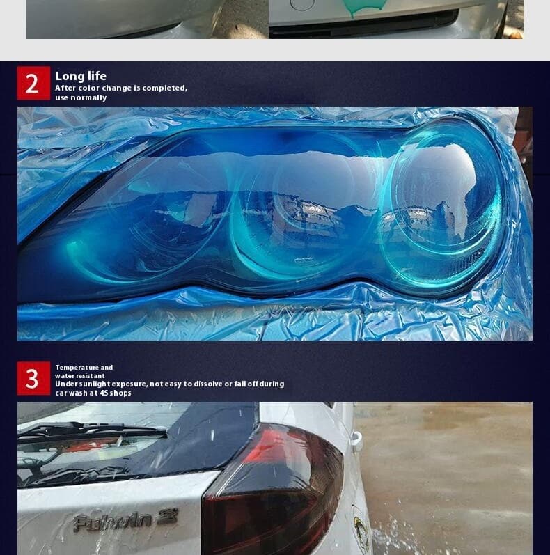 Car Headlight & Tail Light Tint Spray Film - Removable Peelable Spray Membrane for Headlights/Tail Lights Custom Color Change, Blue/Purple/Matte Black/Colorful X20, High Transmittance & Sand Texture, DIY Car Lighting Modification Accessory