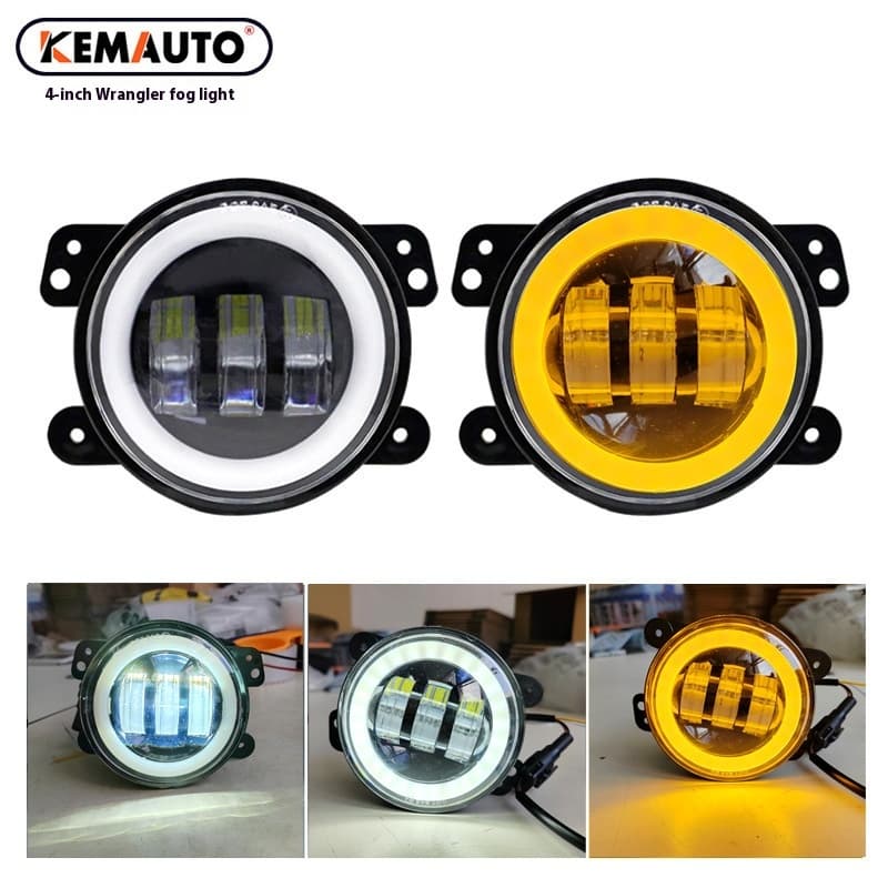 30W 12V Black LED Fog Lights 2-Pack - Fit Jeep Wrangler JK 2007-2015 & Dodge Models