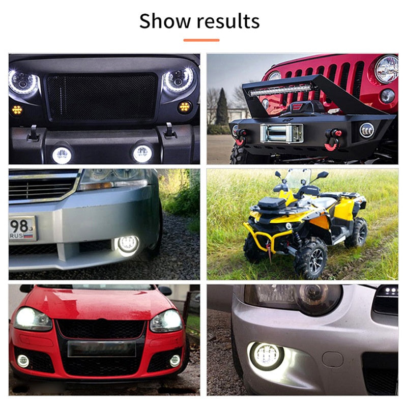 30W 12V Black LED Fog Lights 2-Pack - Fit Jeep Wrangler JK 2007-2015 & Dodge Models