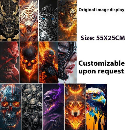 This is a set of customizable car B - pillar stickers with a size of 55x25CM. It features various striking designs including dragons, tigers, skulls, leopards, wolves, eagles, and other elements. Suitable for car enthusiasts looking to personalize their vehicle's B - pillar with unique and eye - catching graphics. Customization is available upon request.