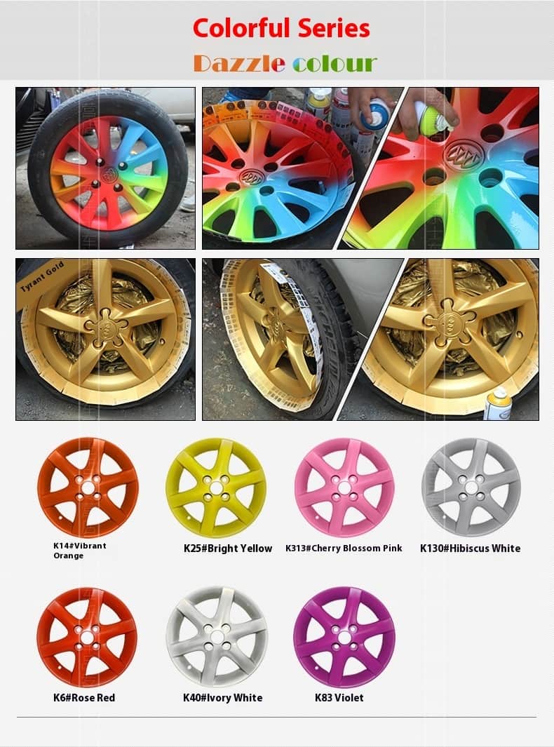 Car Wheel Hub & Full Body Tire Peelable Spray Paint - Removable Hand Spray Film for Rim Color Change to Glossy Black & More, Peel - Off Anytime Paint Spray Membrane, DIY Car Wheel/Tire/Body Customization Accessory