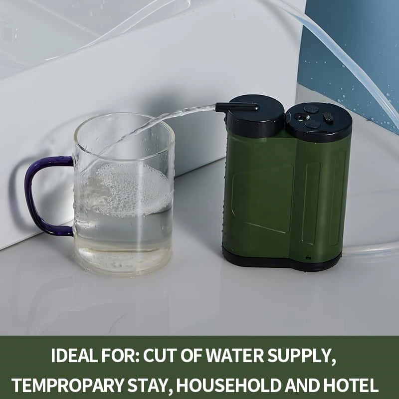 户外电动单兵净水器 超精细滤膜 900ml/min流速 3000L过滤寿命 野外应急求生装备