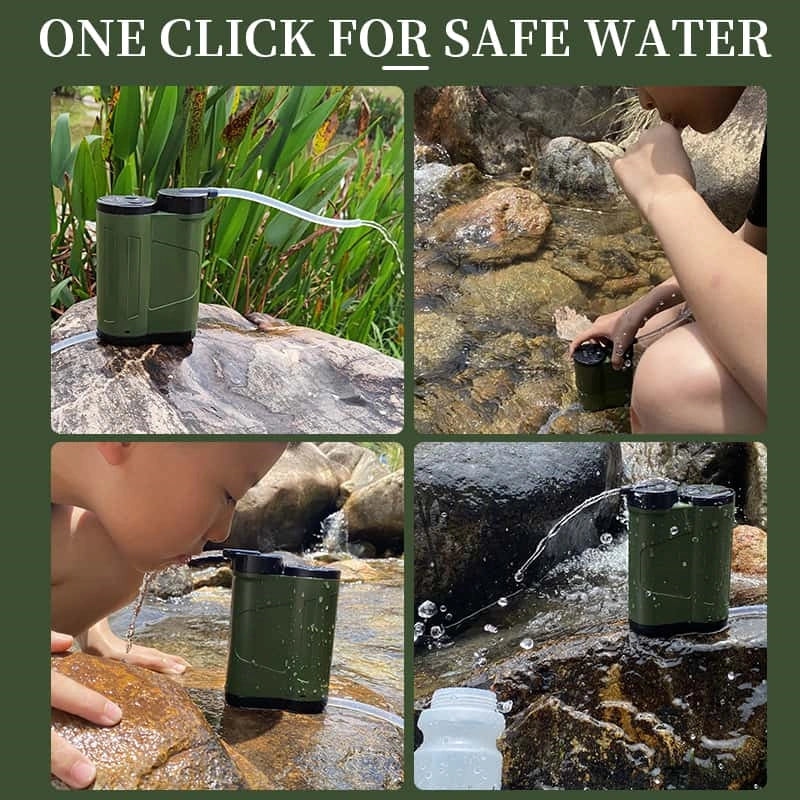 户外电动单兵净水器 超精细滤膜 900ml/min流速 3000L过滤寿命 野外应急求生装备