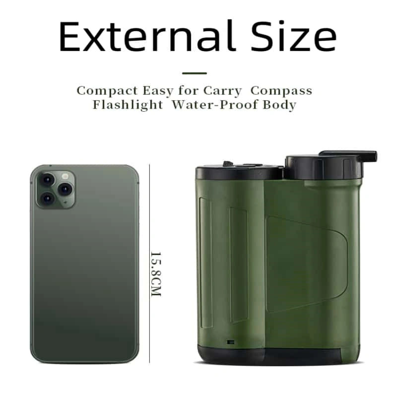 户外电动单兵净水器 超精细滤膜 900ml/min流速 3000L过滤寿命 野外应急求生装备